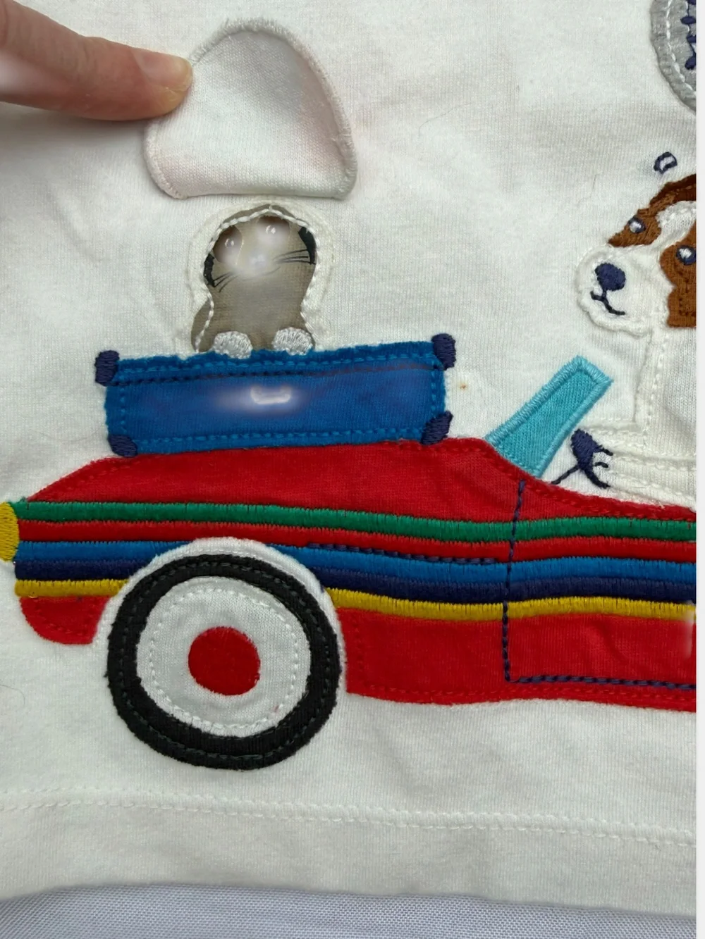 Baby Boden White Elephant Dog Car Appliqué T-Shirt 12-18M NWT Navy Contrast